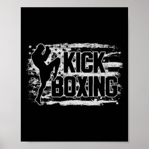 Poster Kickboxing Kickboxer Usa Drapeau Américain Cadeau