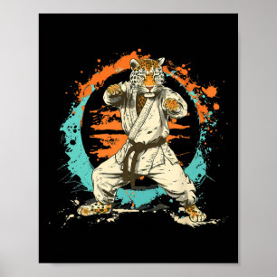 Poster Kickboxing Léopard Taekwondo Karaté Mma Arts Marti