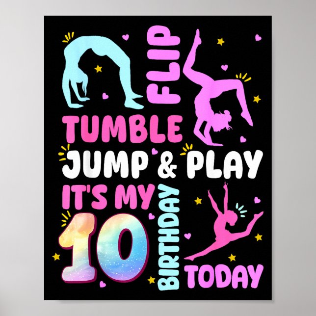 Poster Kids 10 Year Old Bday Gymnast 10th Gymnastics Birt (Devant)