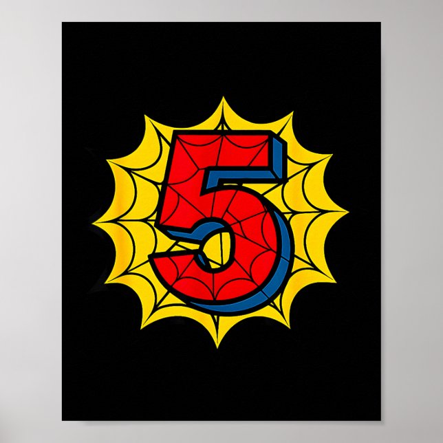 Poster Kids 5th Birthday Sder Theme Party 5 Year Old Boys (Devant)