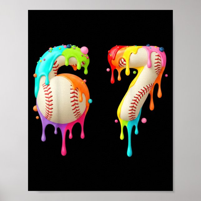 Poster Kids Meme 67 Number Six 6 Seven 7 Ice Cream Drips  (Devant)