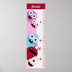 Poster Kids Pink Monster Growth Chart