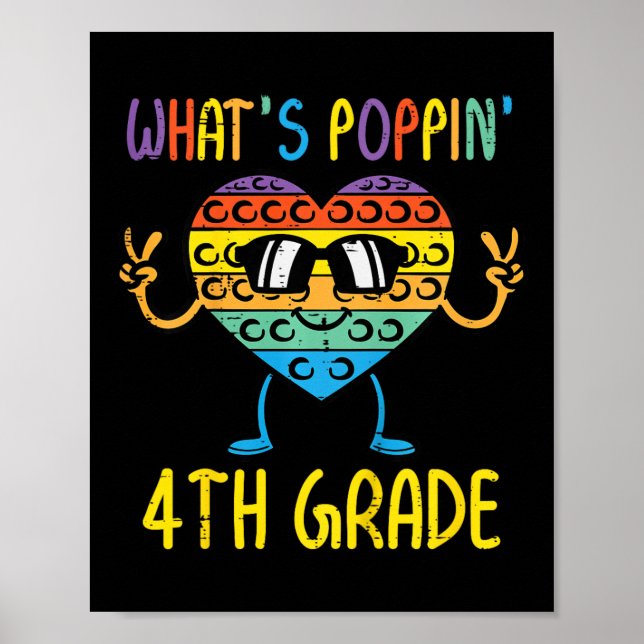 Poster Kids Whats Poppin 4th Grade Heart Fidget Pop It Fi (Devant)