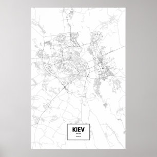 Poster Kiev, Ukraine (noir sur le blanc)