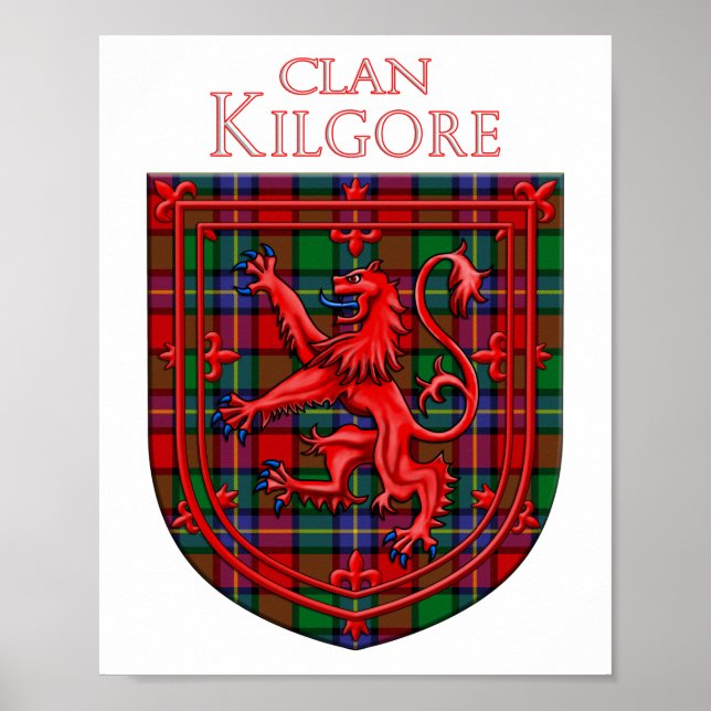 Poster Kilgore Tartan Scottish Plaid Lion Rampant (Devant)