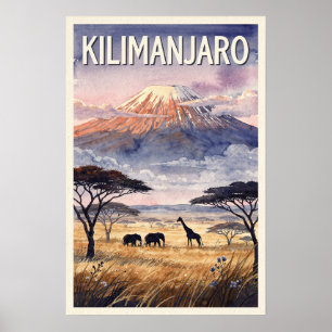 Poster Kilimanjaro Tanzanie Voyage Rétro