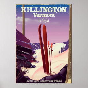Poster Killington, Vermont Ski imprimé voyage.