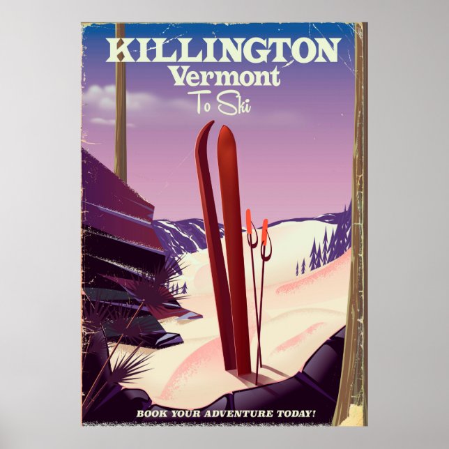 Poster Killington, Vermont Ski imprimé voyage. (Devant)