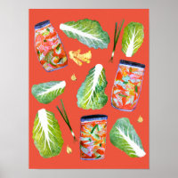 Kimchi Ingrédients Aquarelle épicée Art