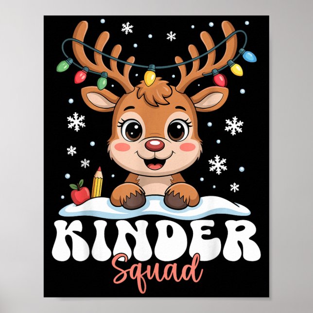 Poster Kinder Squad Reindeer Christmas Lights Cute Winter (Devant)