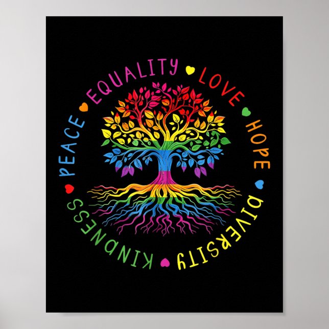 Poster Kindness Peace Equality Love Hope Diversity Human  (Devant)