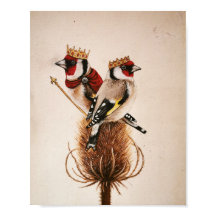 King et Queen Goldfinches - imaginaire bird art