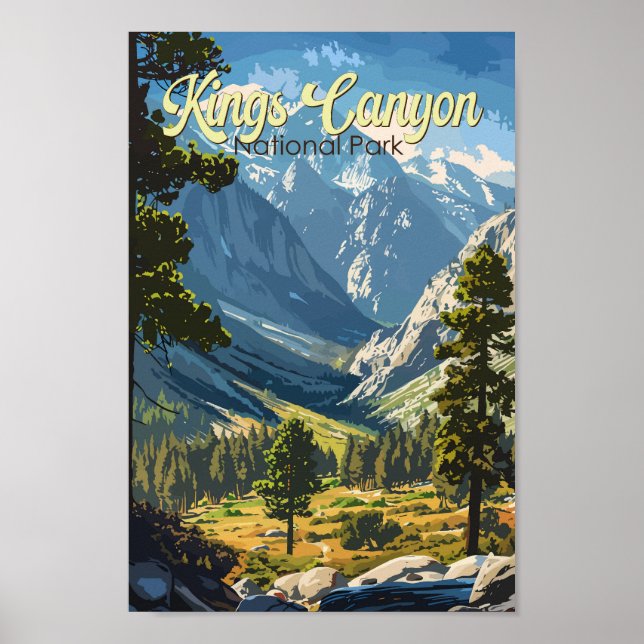 Poster Kings Canyon National Park Illustration Art de voy (Devant)
