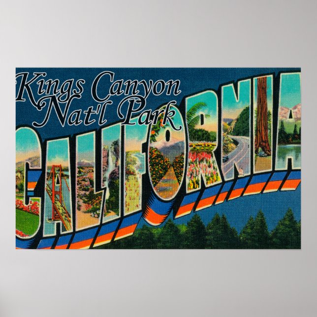 Poster Kings Canyon Nat'l Park, CA - Grandes lettres (Devant)