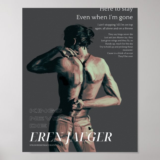 POSTER KINGS NEVER DIE - EREN JAEGER  (Devant)
