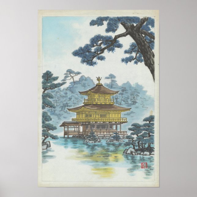 Poster Kinkakuji Temple Kamei Tobei Scenery Art (Devant)