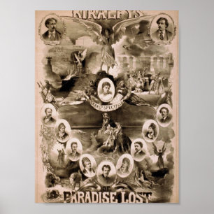 Poster Kiralfy, rétro théâtre perdu "par paradis"