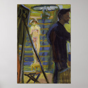 Poster Kirchner - Erich Heckel et modèle dans l'atelier 1