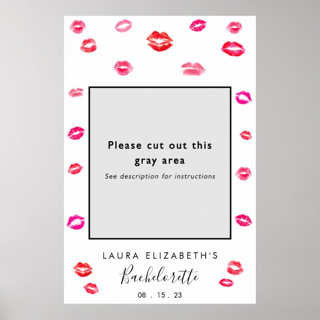 Poster Kiss Lipstick Bachelorette Party Photo Booth Frame (Devant)