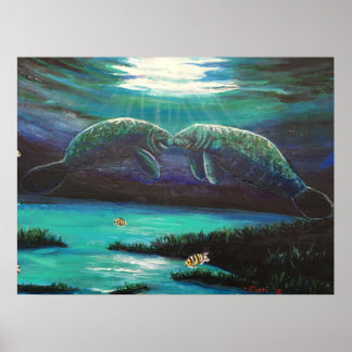 Poster Kissing Manatees
