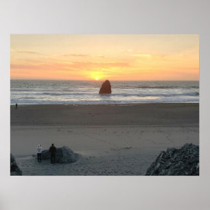 Poster Kissing Rock dans Gold Beach Oregon au coucher du 