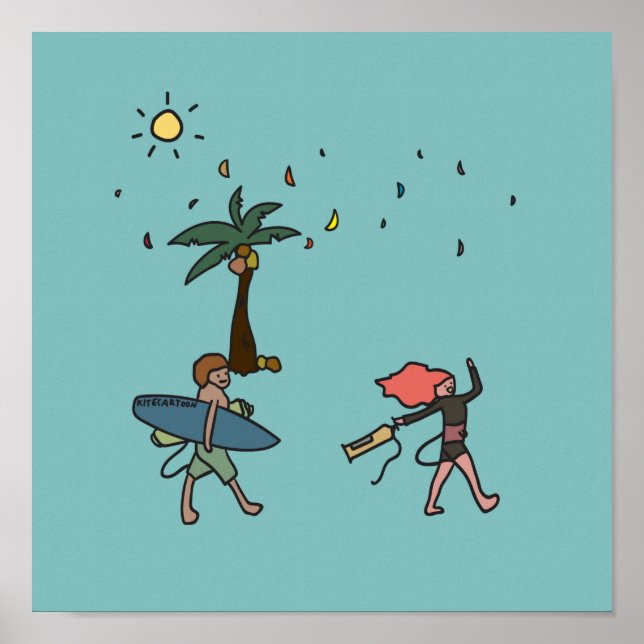 Poster Kiteboard/kitesurf- Allons faire du kitesurf (Devant)