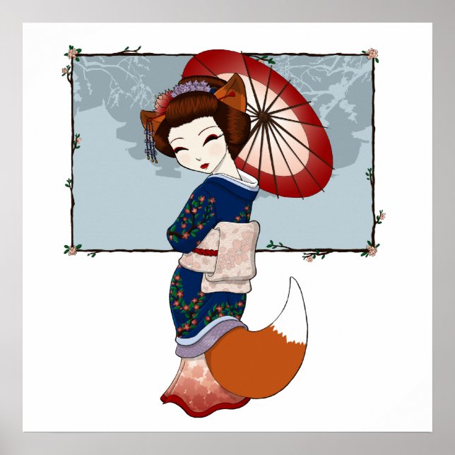 Poster Kitsune Geisha Prints (Devant)