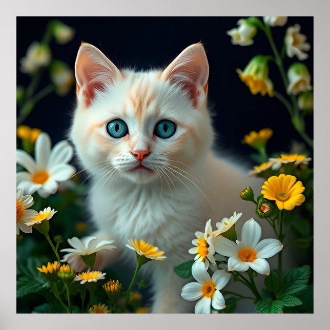 Poster Kitten adorable aux yeux bleus (Devant)