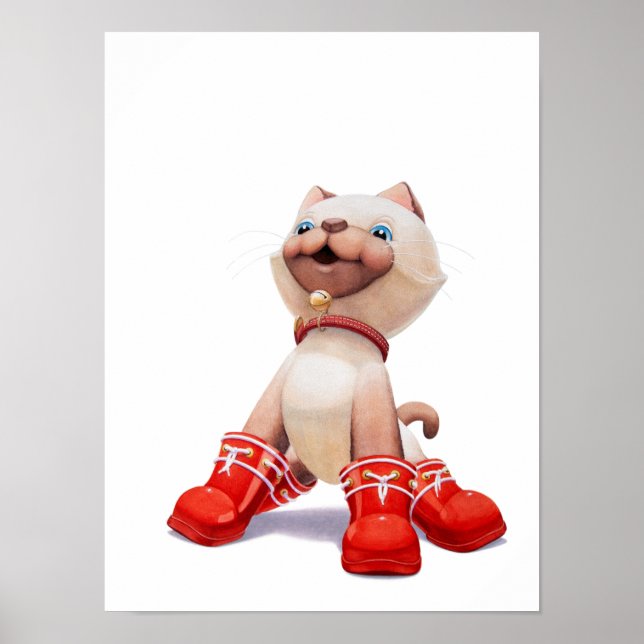 Poster Kitten avec Bottes rouges Nursery Print (Devant)