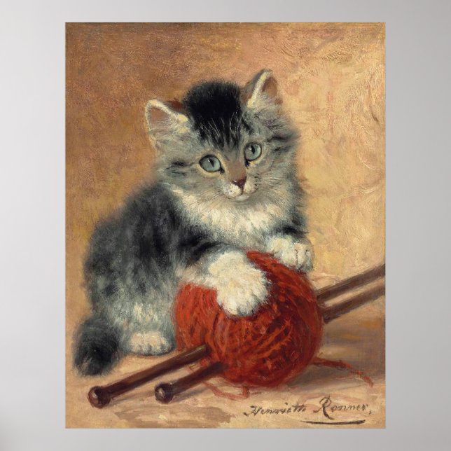 Poster Kitten avec une boule de laine CC1172 Ronner-Knip (Devant)