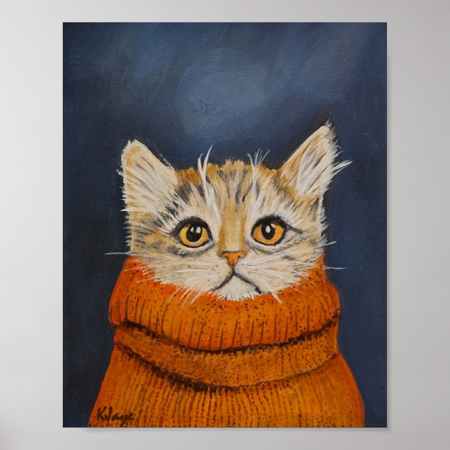 Poster Kitten In A Sweater - Beaux-Arts Imprimer pour Amo (Devant)