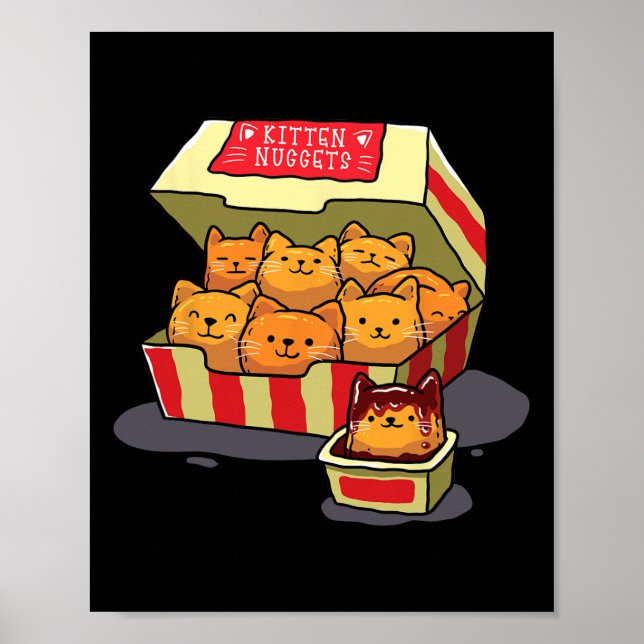 Poster Kitten Nuggets Alimentation Pun Amoureux des chats (Devant)