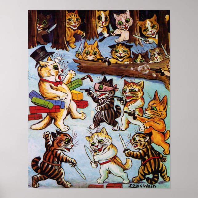 Poster Kitten's Bandits, Louis Wain (Devant)