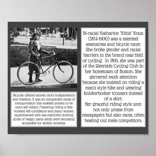 Poster Kittie Knox Cycliste bi-racial Bicycle Feministe (Devant)