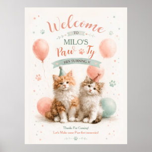 Poster Kitty Anniversaire Chat Mignon Kit De Aquarelle