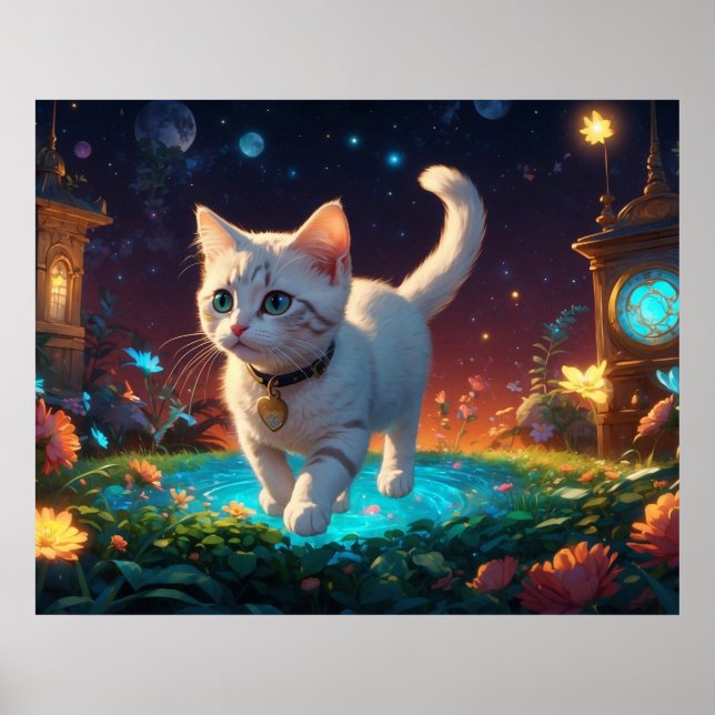 Poster *~* Kitty Chat 5:4 Feline Kitten Imaginaire célest (Devant)