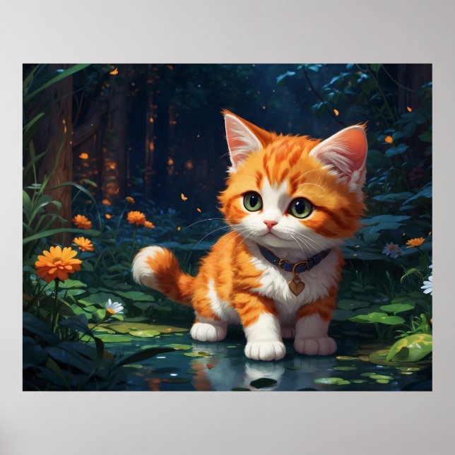 Poster *~* Kitty Chat 5:4 Feline Kitten Orange Tabby (Devant)