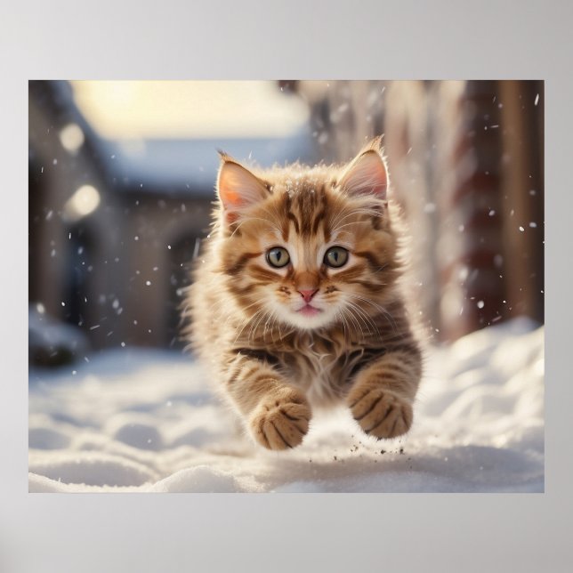Poster *~* Kitty volant 5:4 Kitten Cat AP68 (Devant)