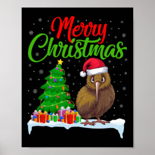 Poster Kiwi Oiseau Feux d'Arbre de Noël Fantastiques Noël