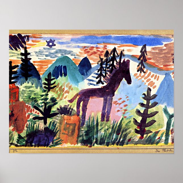 Poster Klee - Le Cheval, célèbre peinture (Devant)