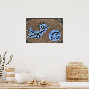 Poster Klee - Oiseau bleu citrouille