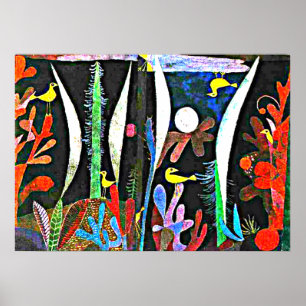 Poster Klee - Paysage avec oiseaux jaunes