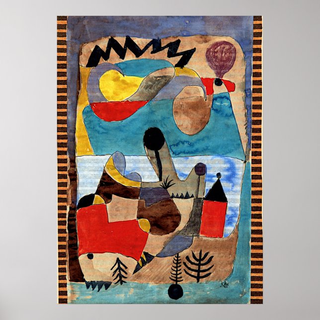 Poster Klee - Paysage du château avec éclair noir (Devant)