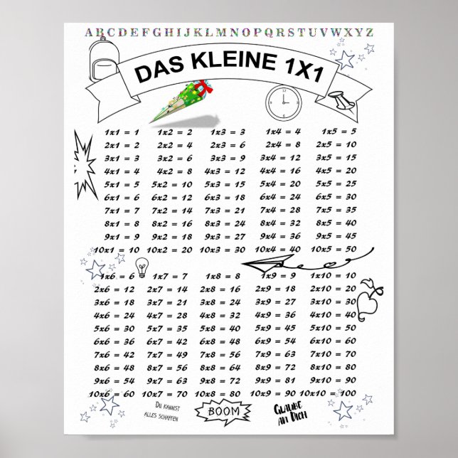 Poster Kleines de Schulanfang 1x1 Rechnen lernen (Devant)