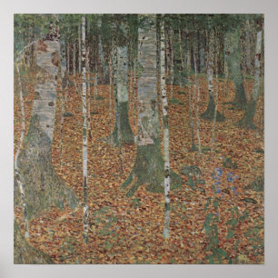 Poster Klimt Birch Forest - Serene Autumn Landcape Art
