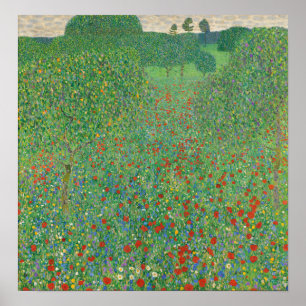 Poster Klimt - Champ de coquelicots