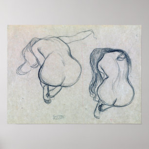 Poster Klimt - Deux études d'une femme assise