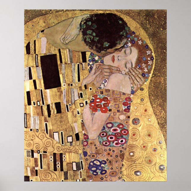 Poster Klimt Gustav ~ L'affiche Kiss (Devant)