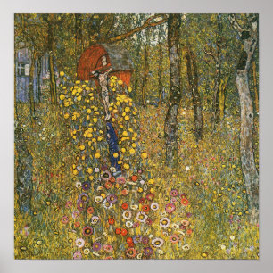 Poster Klimt - Jardin de ferme avec crucifix 1912
