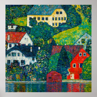 Poster Klimt "Maisons à Unterach sur l'Attersee"